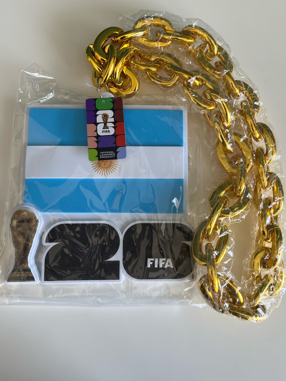 FIFA World Cup USA 2026 Spain Flag Gold Trophyman Necklace Chain Soccer Football